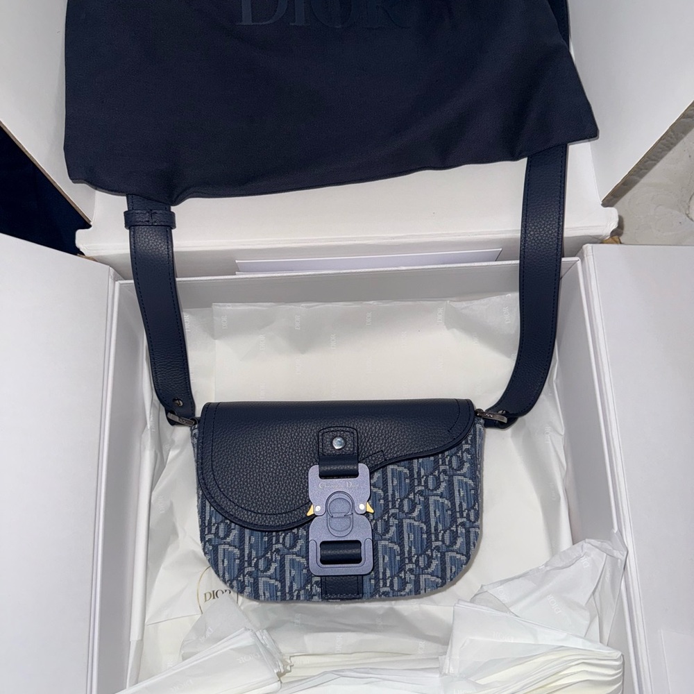 Dior Men’s Mini Blue Saddle Messenger Bag